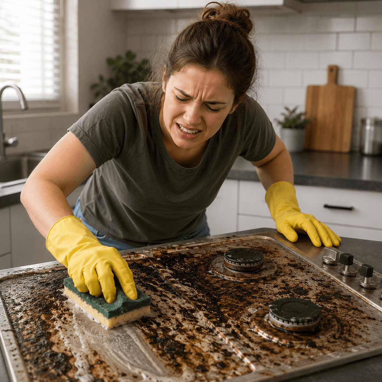 LIFESTYLE PHOTO · PERSON STRUGGLING TO CLEAN